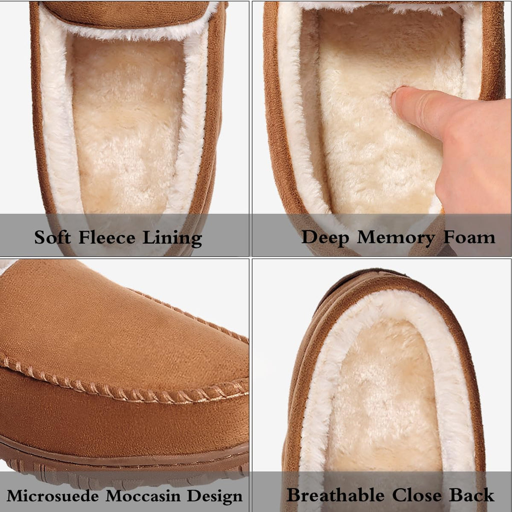 shoeslocker Mens Slippers Warm House Slippers for Men Indoor Outdoor Beige Size 11