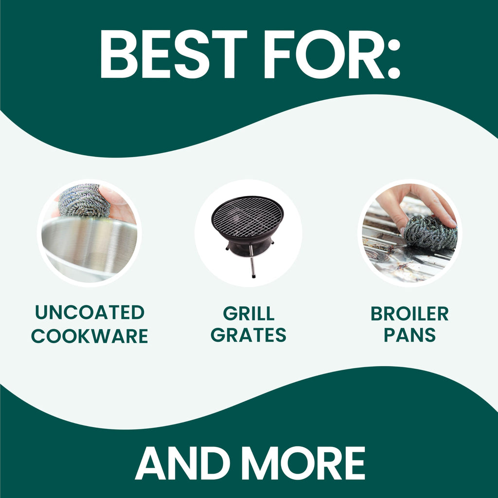 Scotch-Brite Stainless Steel Scrubbers, Scouring Pads for Cleaning Tough Baked-On Messes, Metal Scrubbers for Cleaning Dishes, 3 Scrub Pads