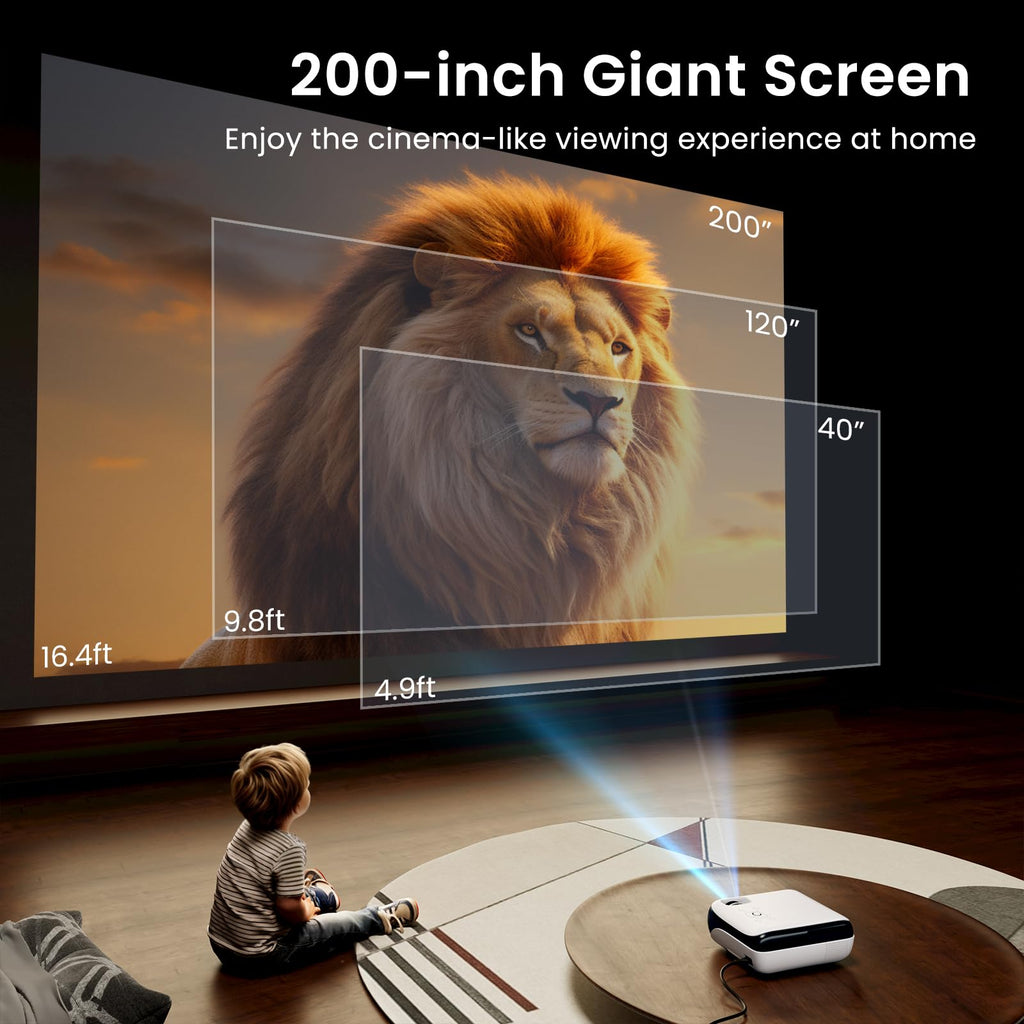 HAPPRUN Native 1080P Bluetooth Projector, Full HD Portable Outdoor Movie Projector with Built-in Speaker, Compatible with Smartphone, HDMI, USB, AV, Fire Stick, PS5 for Home, Bedroom, Outdoor Use