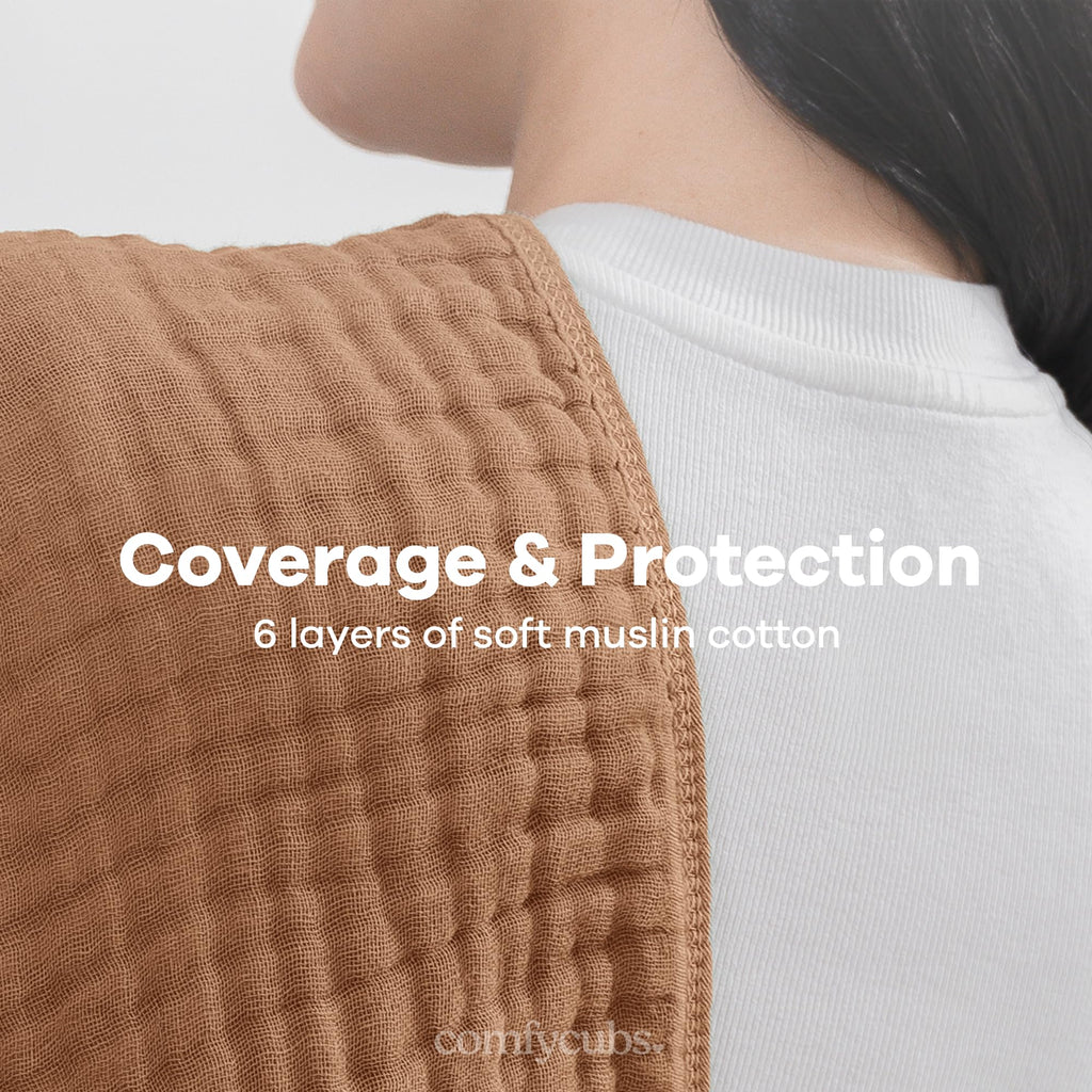 Comfy Cubs Muslin Burp Cloths 20" x 10", Pack of 10 - Large, 6-Layer, Ultra Absorbent 100% Cotton for Baby Drool and Messes - Soft, Safe & Gentle Baby Burp Cloths for Boys & Girls - Multi