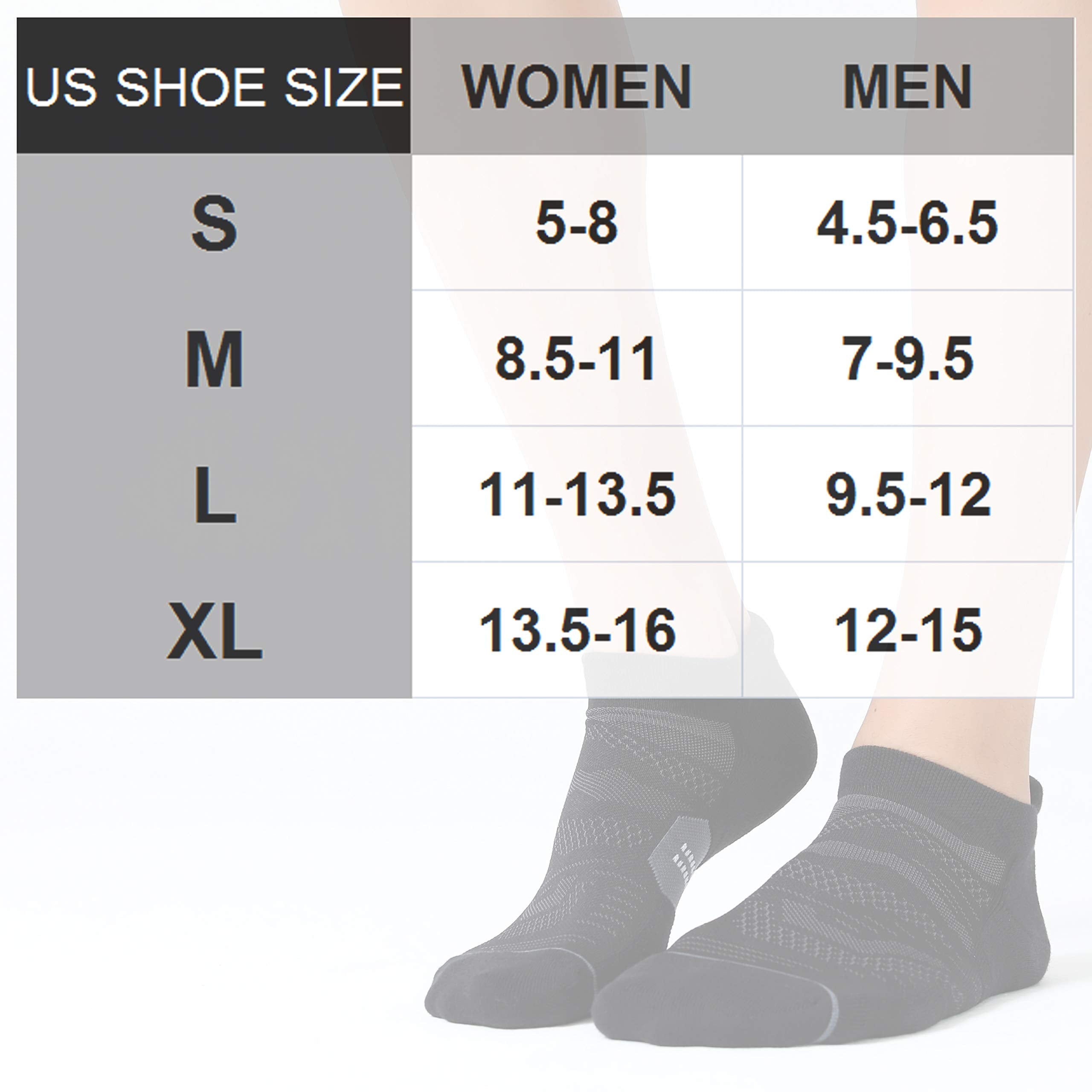 CelerSport 6 Pack Men's Running Ankle Socks with Cushion, Low Cut Athletic Tab Socks, Black + Grey, Large