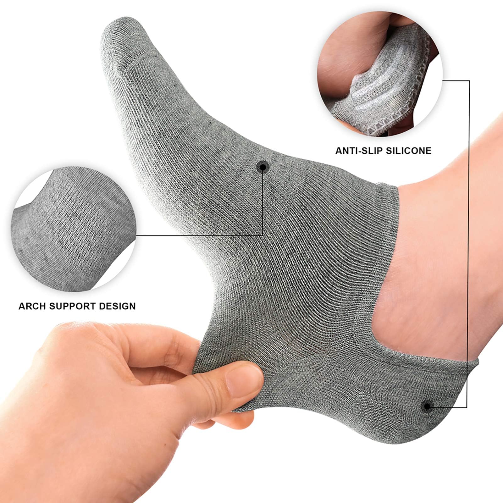 No Show Socks Women Low Socks Non Slip Flat Boat Line 4/8 Pairs