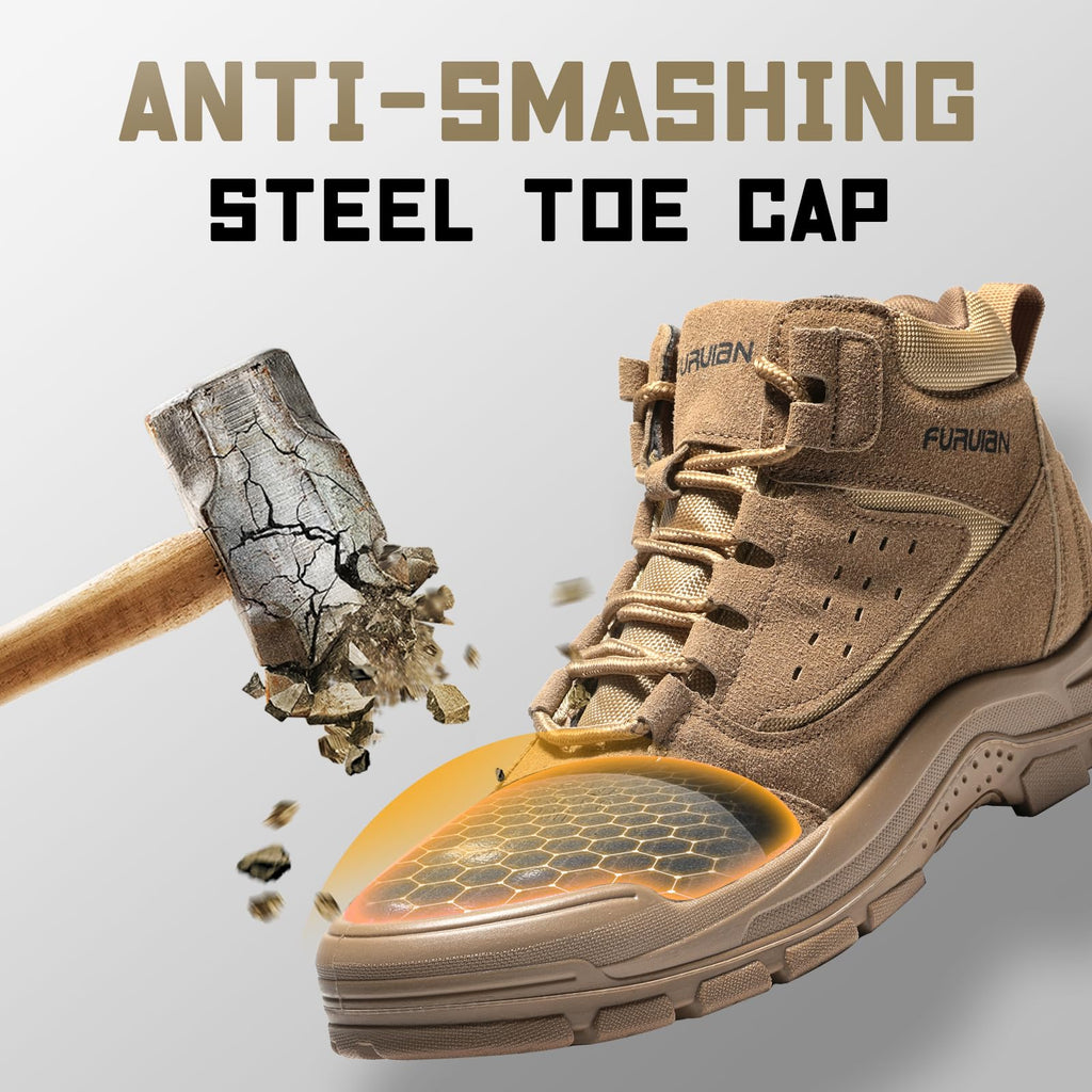 Furuian Steel Toe Boots for Men Women Comfortable Lightweight Work Boots for Men Slip Resistant High Top Steel Toe Safety Shoes Puncture Proof Indestructible Construction Boots