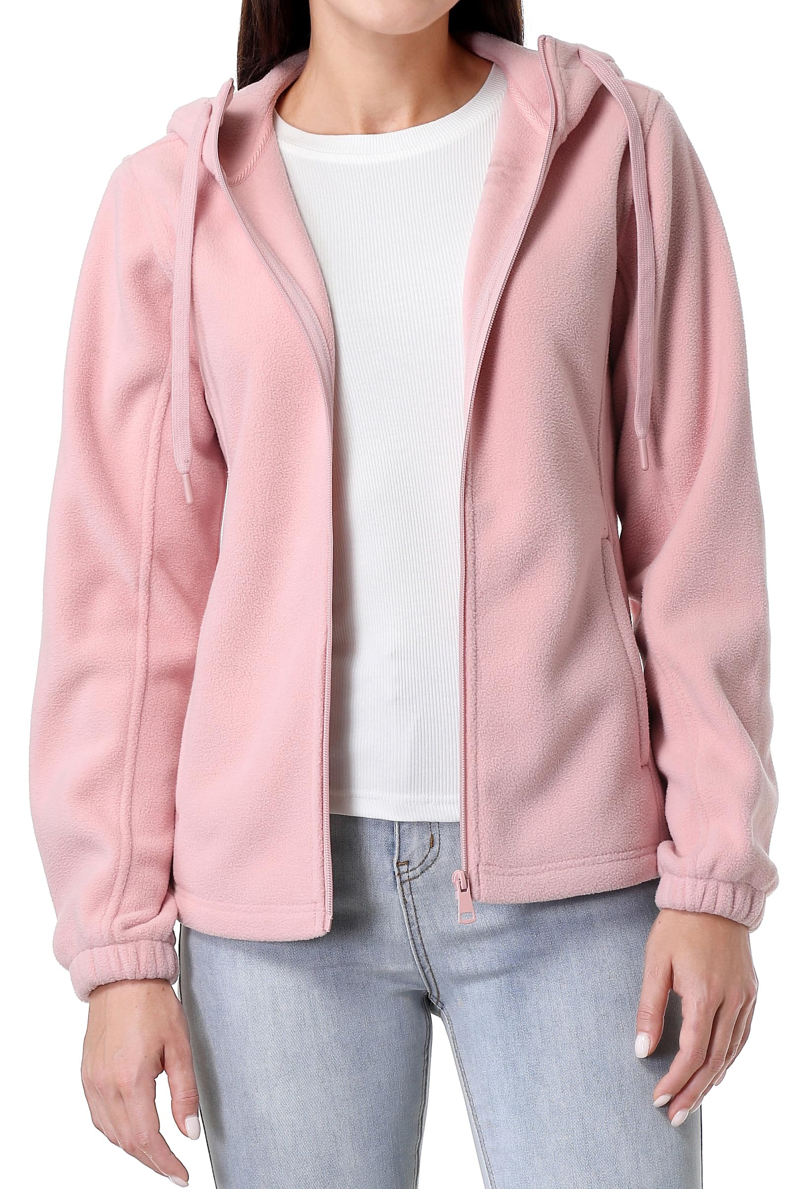 GIMECEN Women's Soft Polar Fleece Jacket Full Zip Hoodies Long Sleeve Sweatshirts Casual Hooded Outerwear