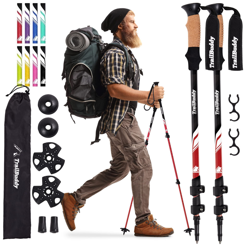 TrailBuddy Trekking Poles – Lightweight 7075 Aluminum Hiking Poles for Women, Men & Seniors – Collapsible Walking Sticks for Travel, Trails & Balance