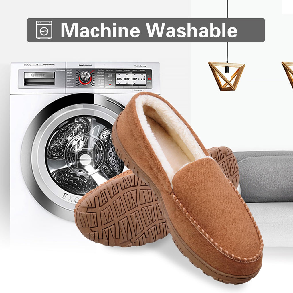 shoeslocker Mens Slippers Warm House Slippers for Men Indoor Outdoor Beige Size 11