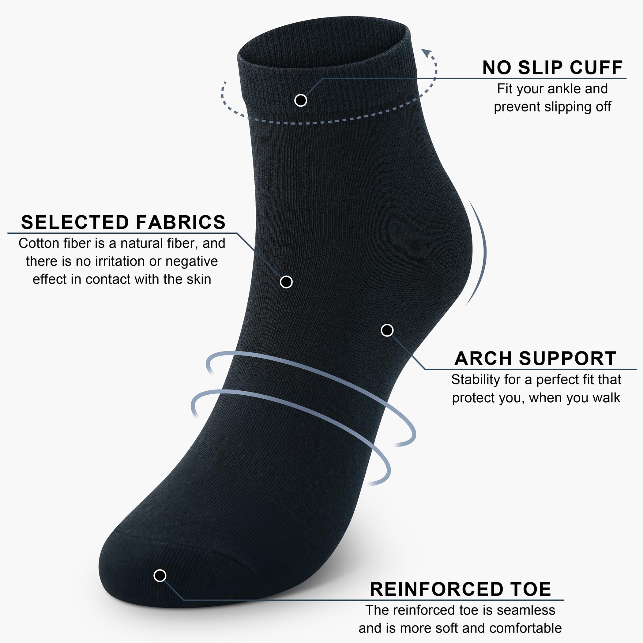 CHARMKING 8 Pairs Ankle Socks for Women Low Cut Cotton Socks Soft Moisture-wicking Casual Socks Non Slip Breathable (Multicolor)