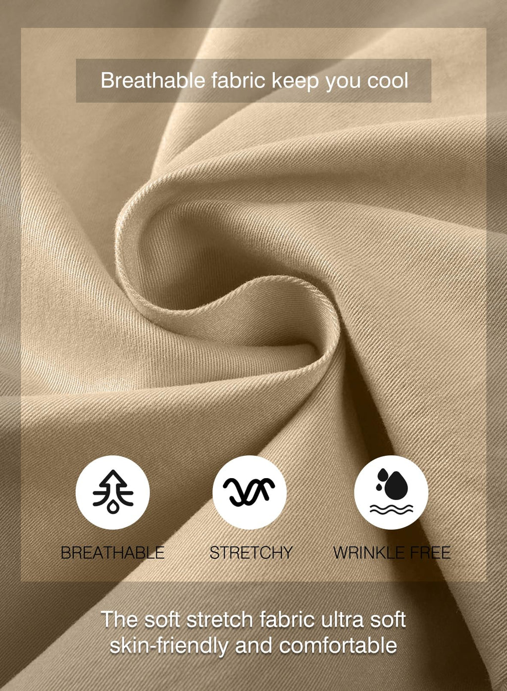 JMIERR Mens Casual Shorts - Cotton Drawstring Summer Beach Stretch Waist Twill Chino Work Dress Golf Travel Essentials Shorts with Pockets for Men, M, S1 Khaki 2