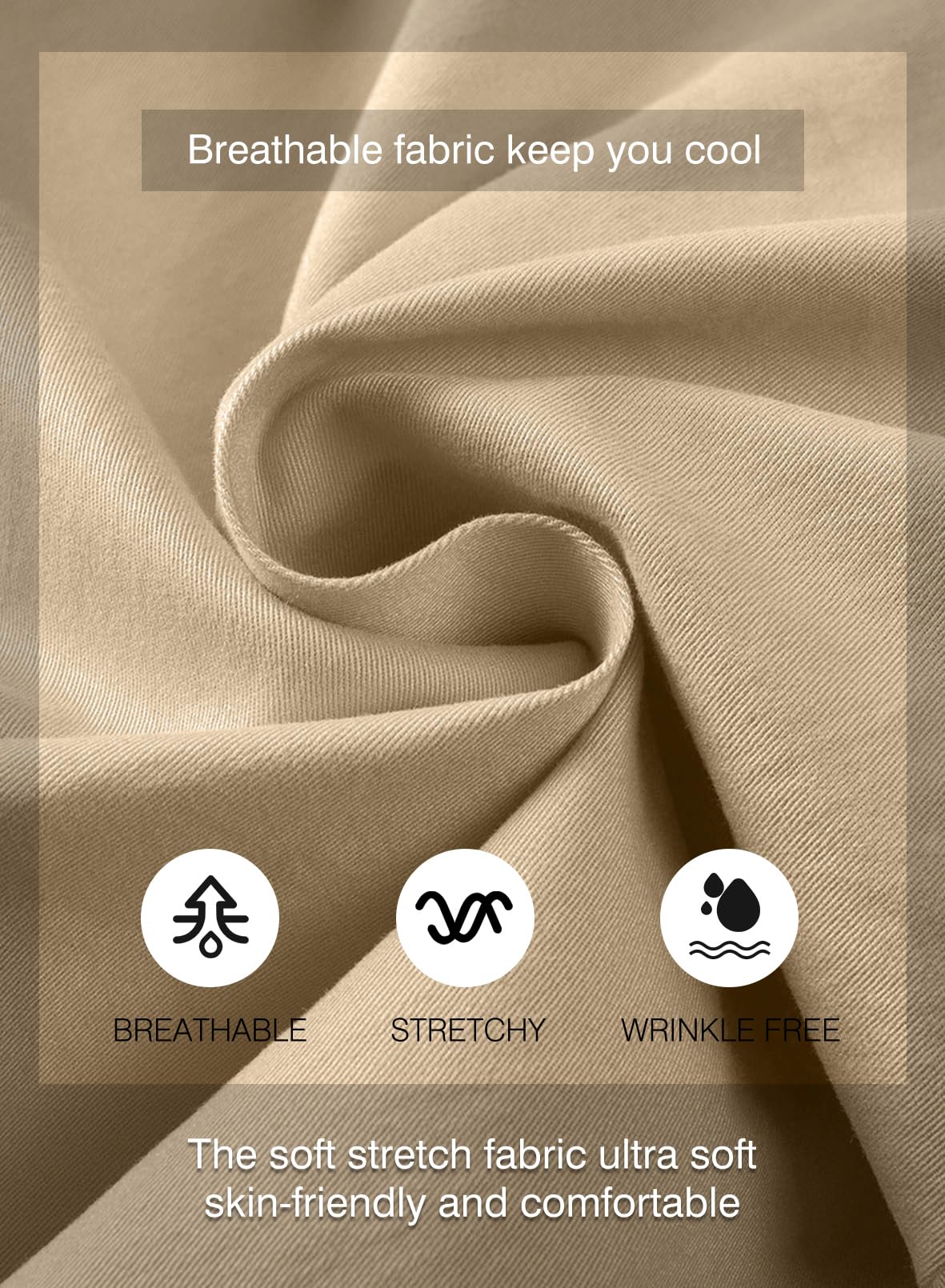 JMIERR Mens Casual Shorts - Cotton Drawstring Summer Beach Stretch Waist Twill Chino Work Dress Golf Travel Essentials Shorts with Pockets for Men, M, S1 Khaki 2