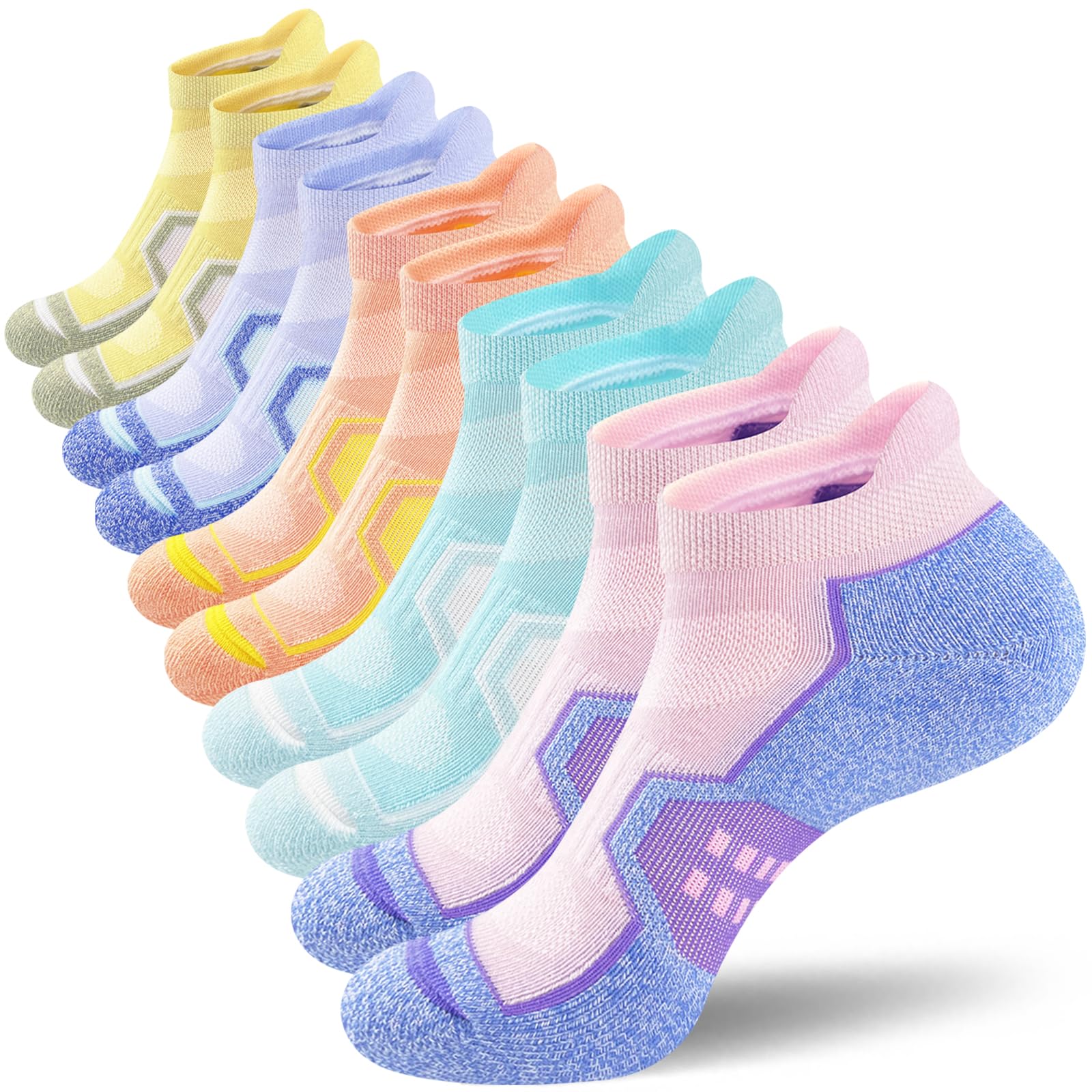 Womens Ankle Comfort Cushioned Anti-blister Wicking Athletic Running Socks 5 Pairs