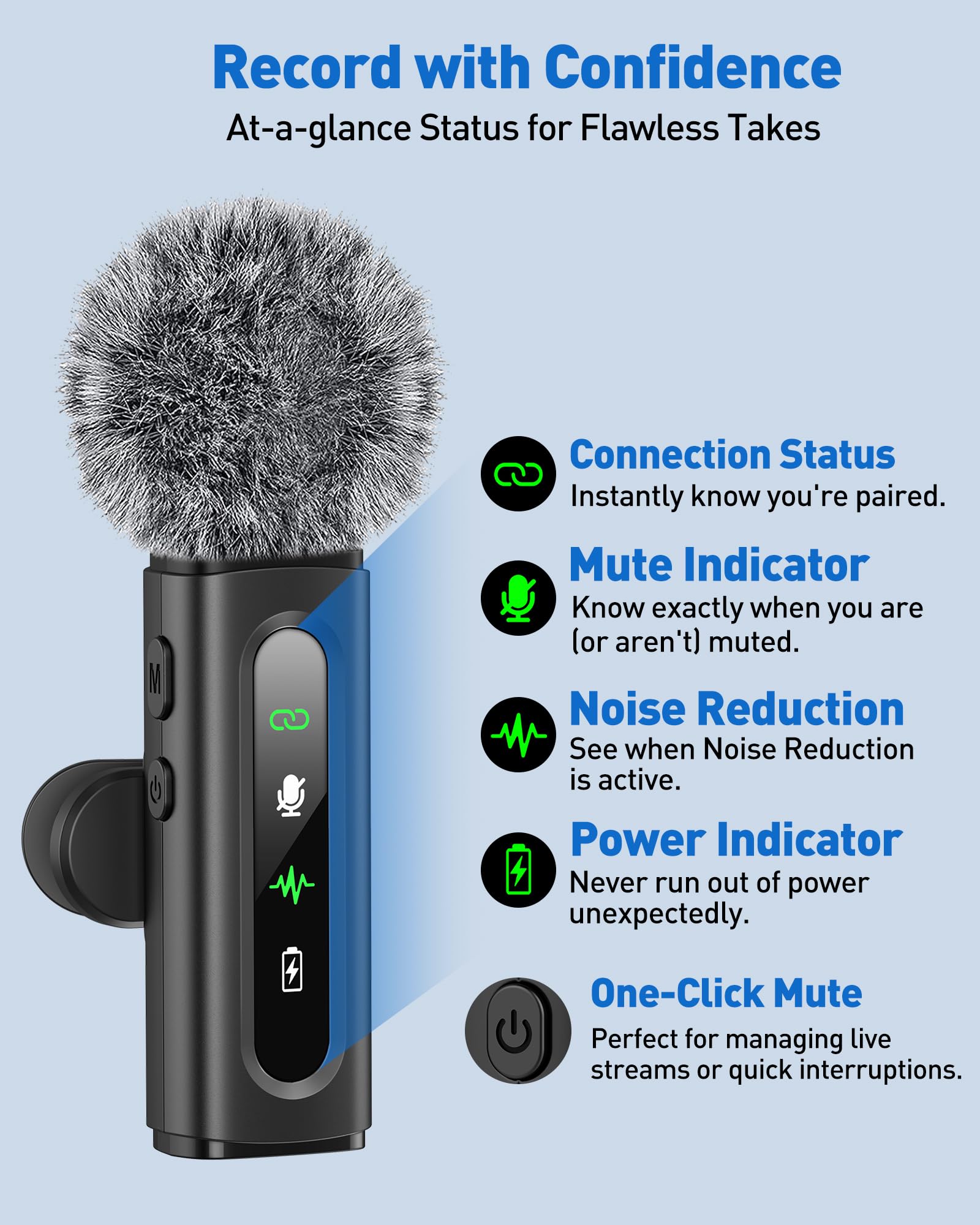 GoorDik Wireless Lavalier Microphone for iPhone, Android, USB C, PC, Camera Video Recording 4 in 1 Clip-on Mics with Rotatable Clip&Denoise Recording, for Vlog Tiktok YouTube Podcast Content Creator