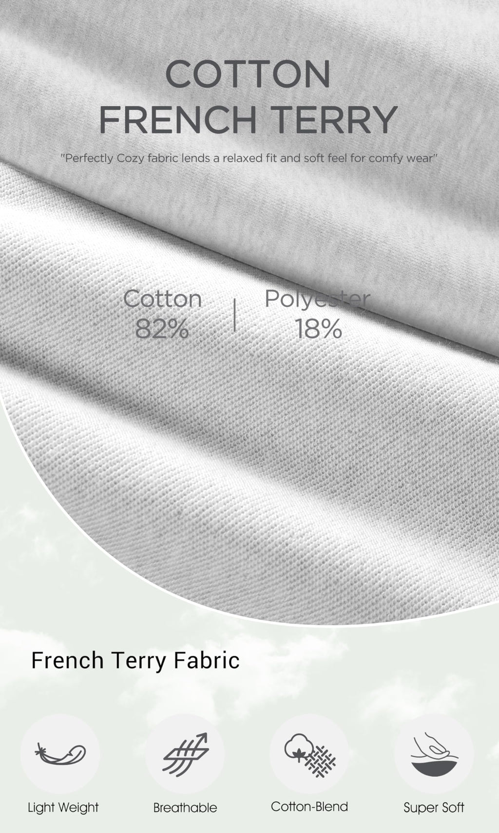 ODODOS Women's Sweat Shorts with Pockets Cotton French Terry Drawstring Summer Workout Casual Lounge Shorts, White Heather, Medium