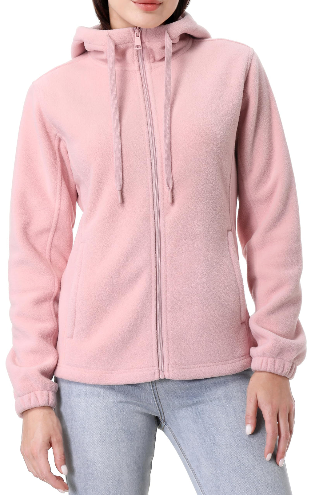 GIMECEN Women's Soft Polar Fleece Jacket Full Zip Hoodies Long Sleeve Sweatshirts Casual Hooded Outerwear