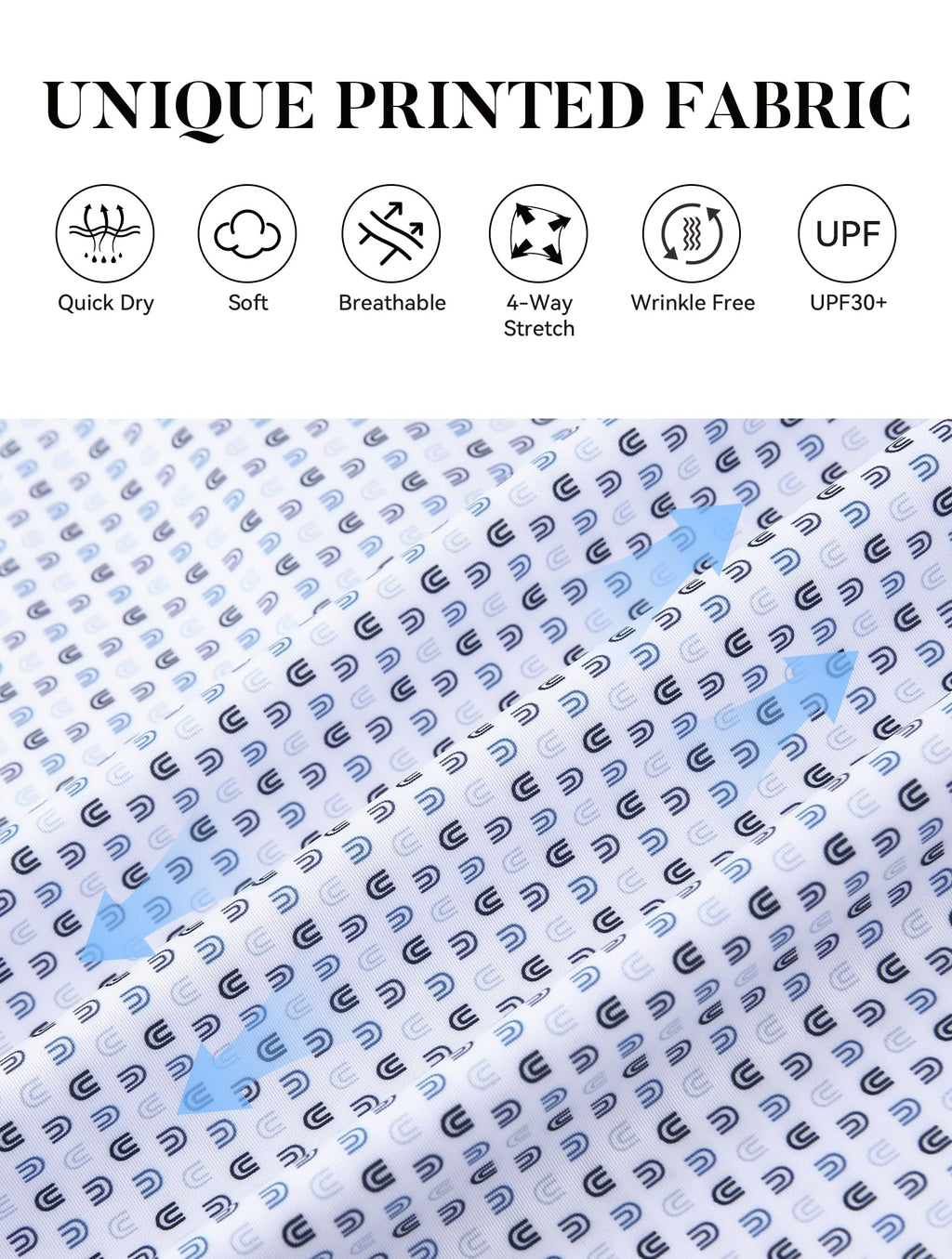 Esabel.C Mens Golf Shirts Print Moisture Wicking Short Sleeve Performance Dry Fit Stretch Active Polo Shirts for Men,WhiteU,L