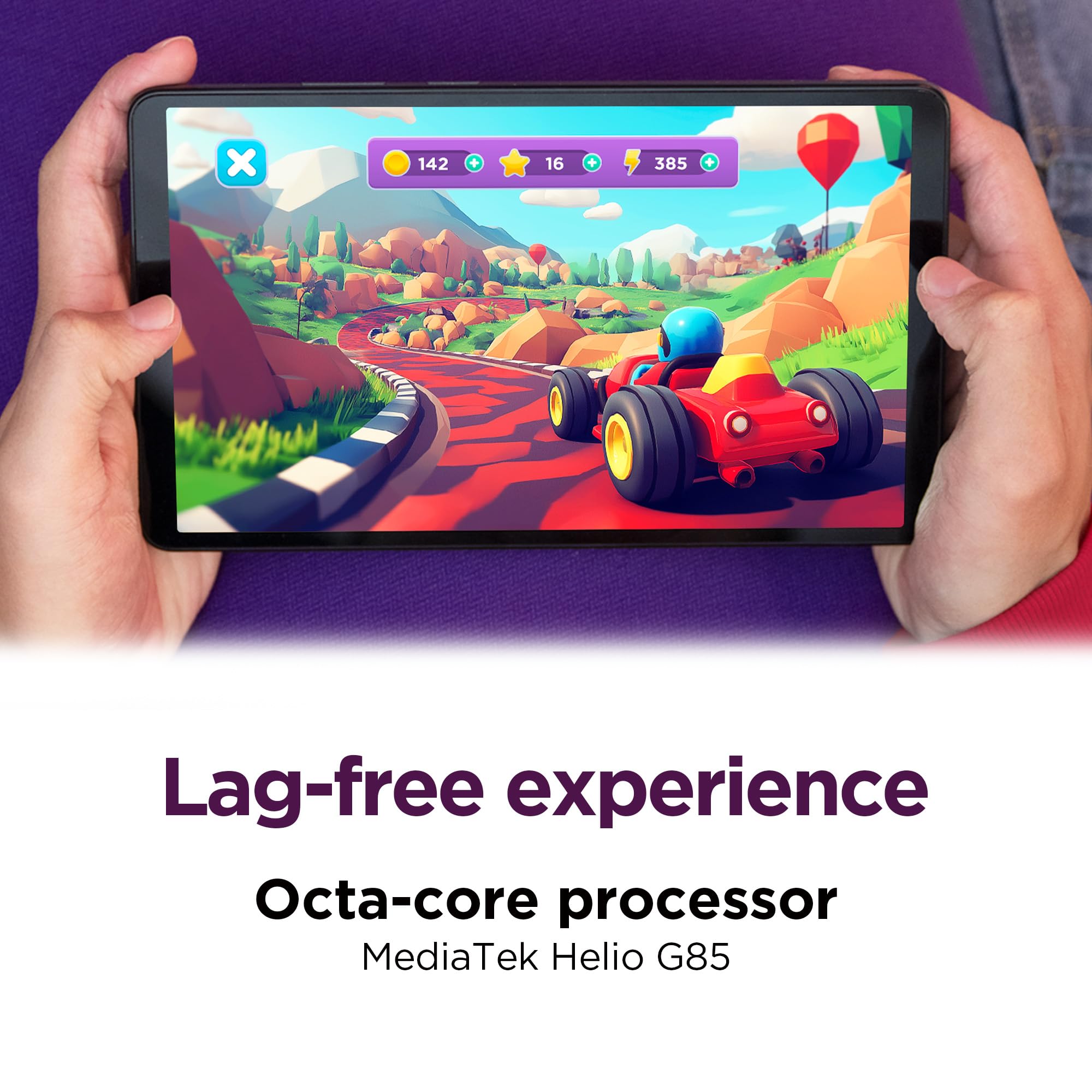 Lenovo Tab One - Lightweight Tablet - up to 12.5 Hours of YouTube Streaming - 8.7" HD Display - 4 GB Memory - 64 GB Storage - MediaTek Helio G85 - Includes Folio Case