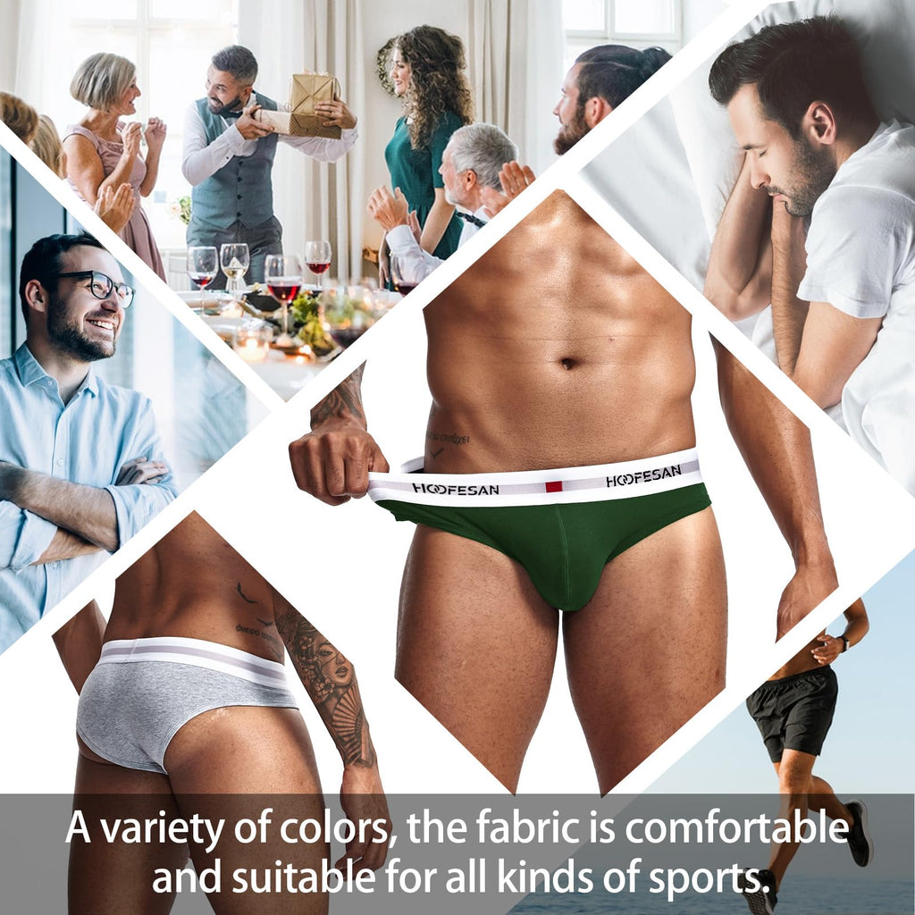 HOOFESAN Mens Underwear Briefs Pack Stretch Cotton Low Rise Briefs for Men Wide Waistband Multipack