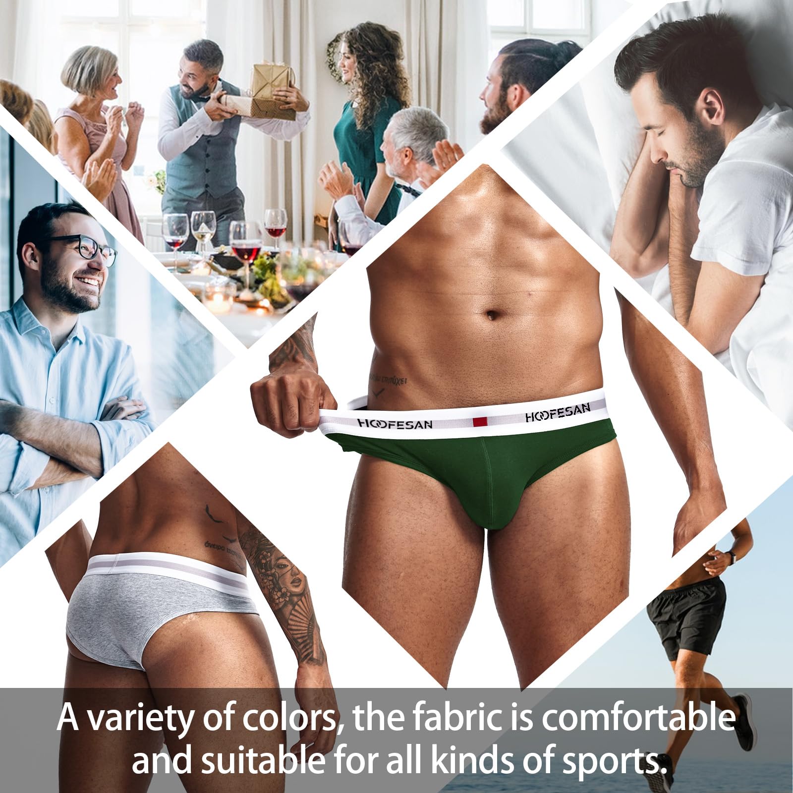 HOOFESAN Mens Underwear Briefs Pack Stretch Cotton Low Rise Briefs for Men Wide Waistband Multipack