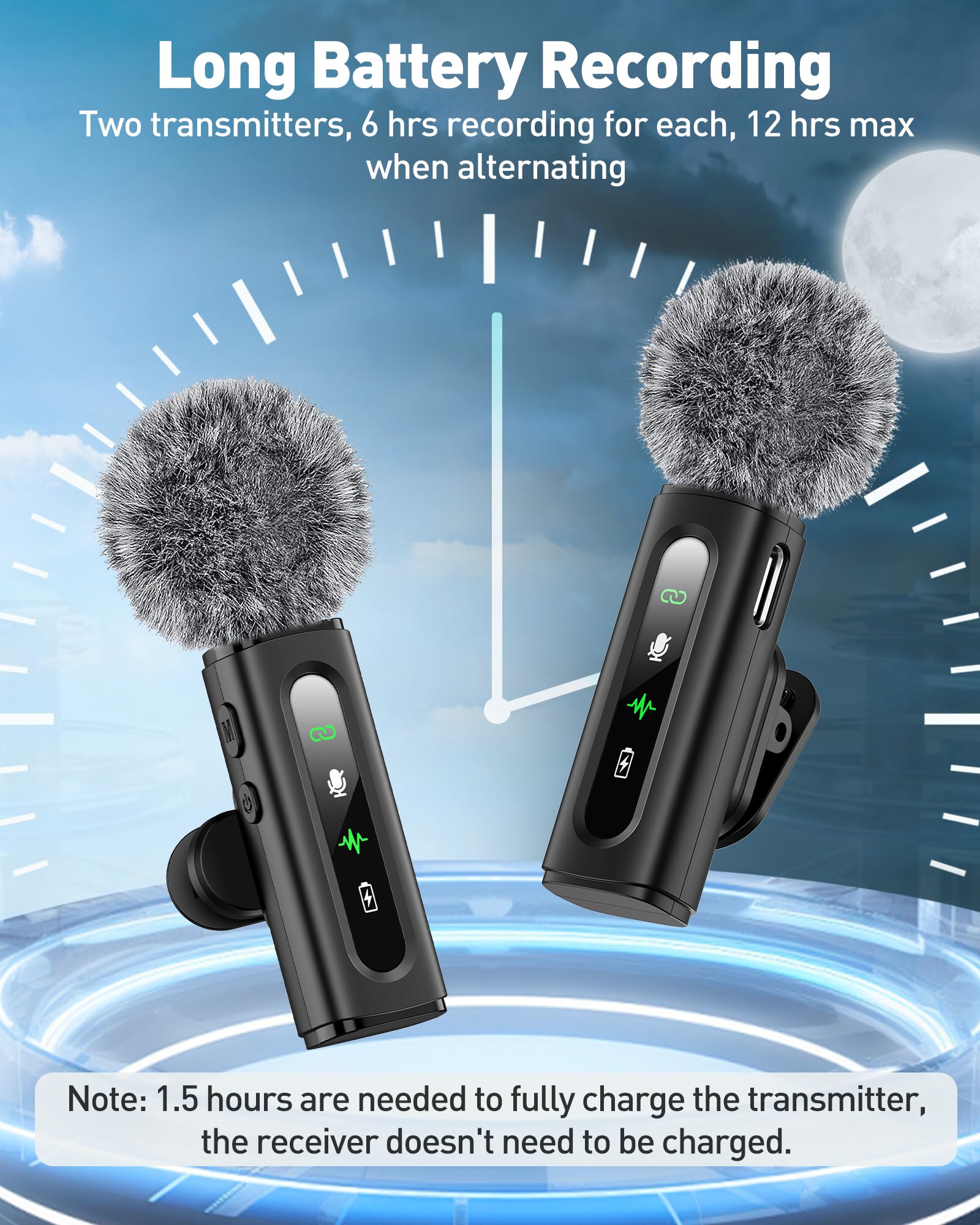 GoorDik Wireless Lavalier Microphone for iPhone, Android, USB C, PC, Camera Video Recording 4 in 1 Clip-on Mics with Rotatable Clip&Denoise Recording, for Vlog Tiktok YouTube Podcast Content Creator