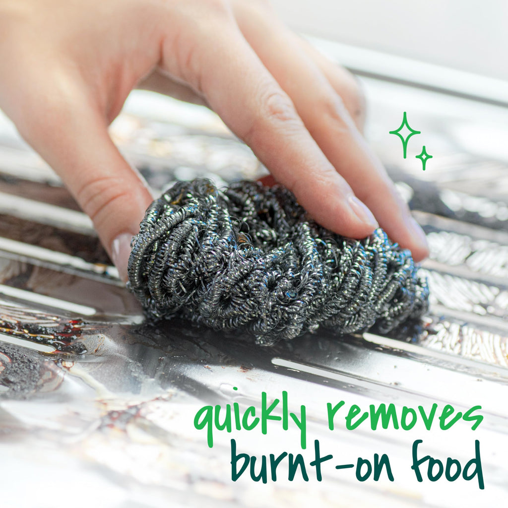 Scotch-Brite Stainless Steel Scrubbers, Scouring Pads for Cleaning Tough Baked-On Messes, Metal Scrubbers for Cleaning Dishes, 3 Scrub Pads