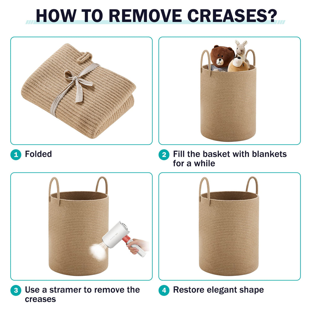 Jute Rope Laundry Hamper Basket by YOUDENOVA, 58L Tall Laundry Basket, Baby Nursery Hamper for Blanket Storage for Bedroom-Large-Jute