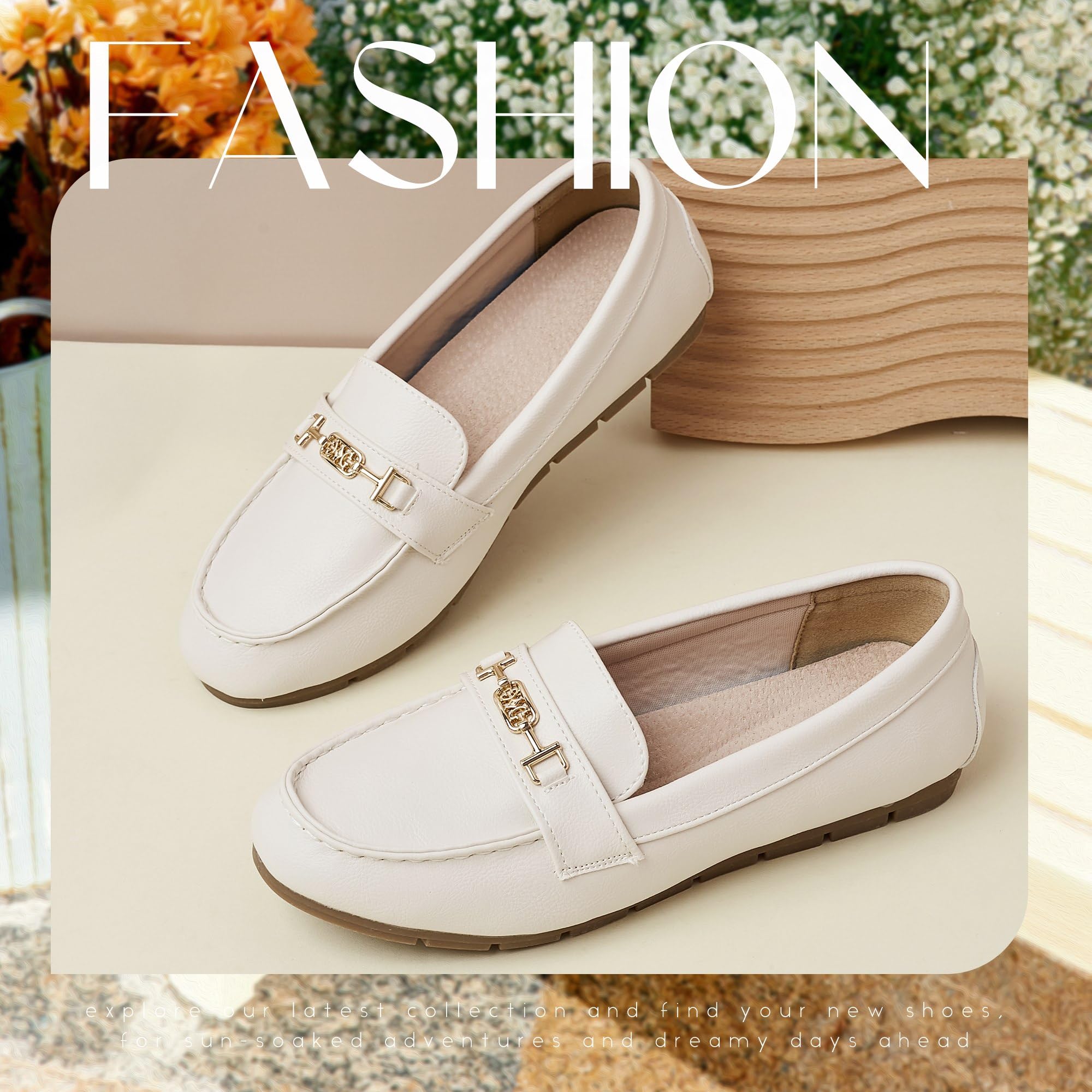 DeYashopin Women's Loafer Shoes Leisure Slip On Work Shoes Comfort Walking Flats White 8