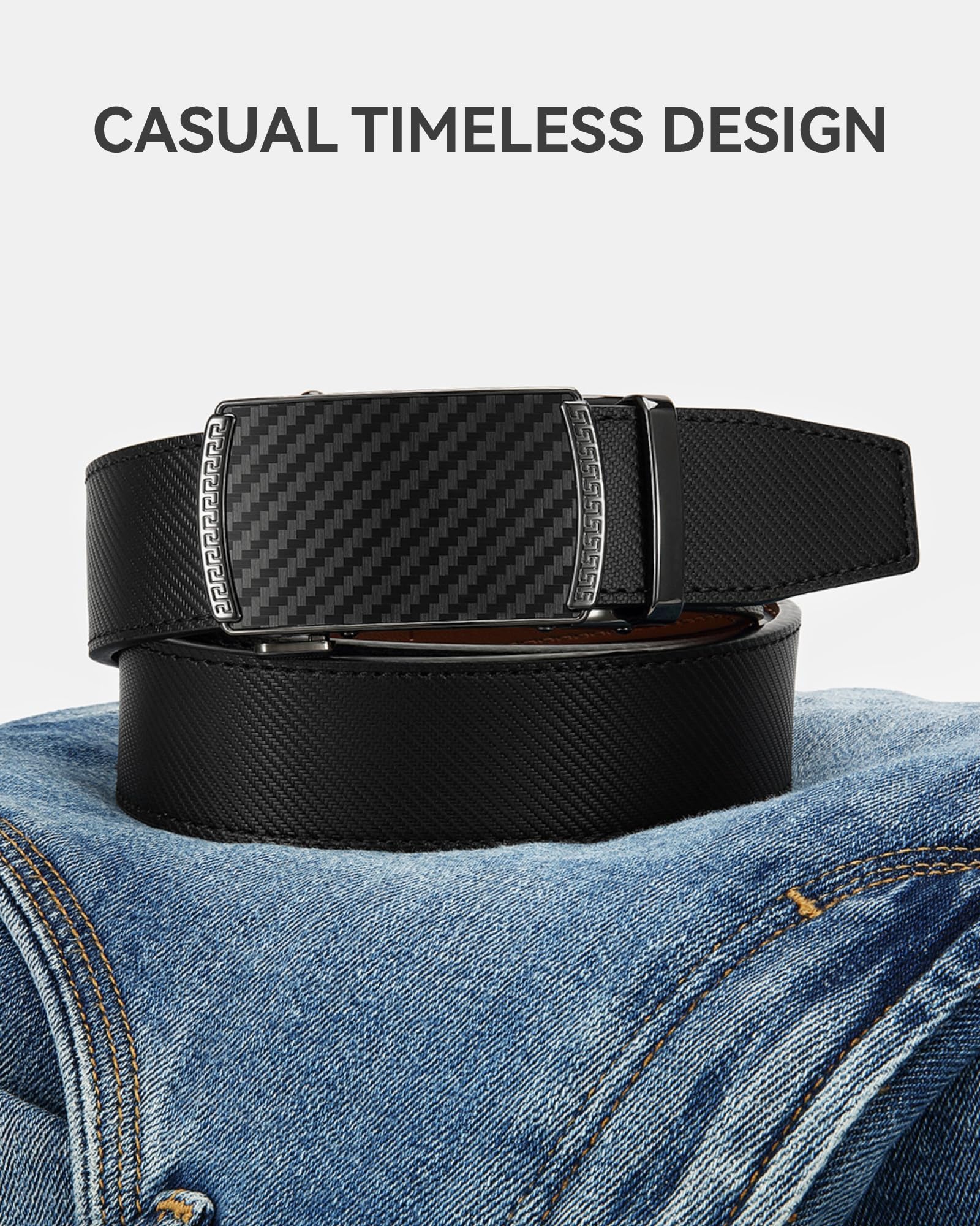 CHAOREN Mens Belt Leather Ratchet Belt - Customizable Fit, Effortless Style (35mm)