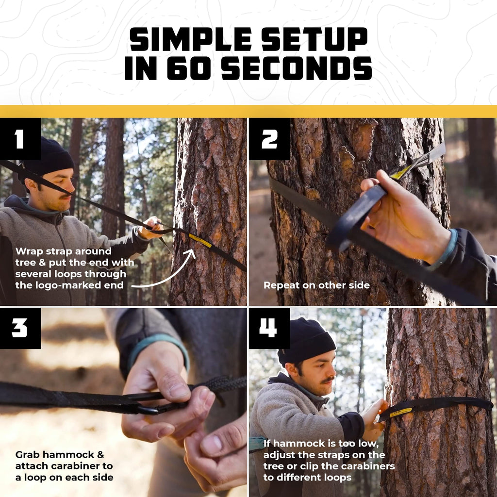 Wise Owl Outfitters Hammock for Camping Single Hammocks Gear for The Outdoors Backpacking Survival or Travel - Portable Lightweight Parachute Nylon SO Black & Grey