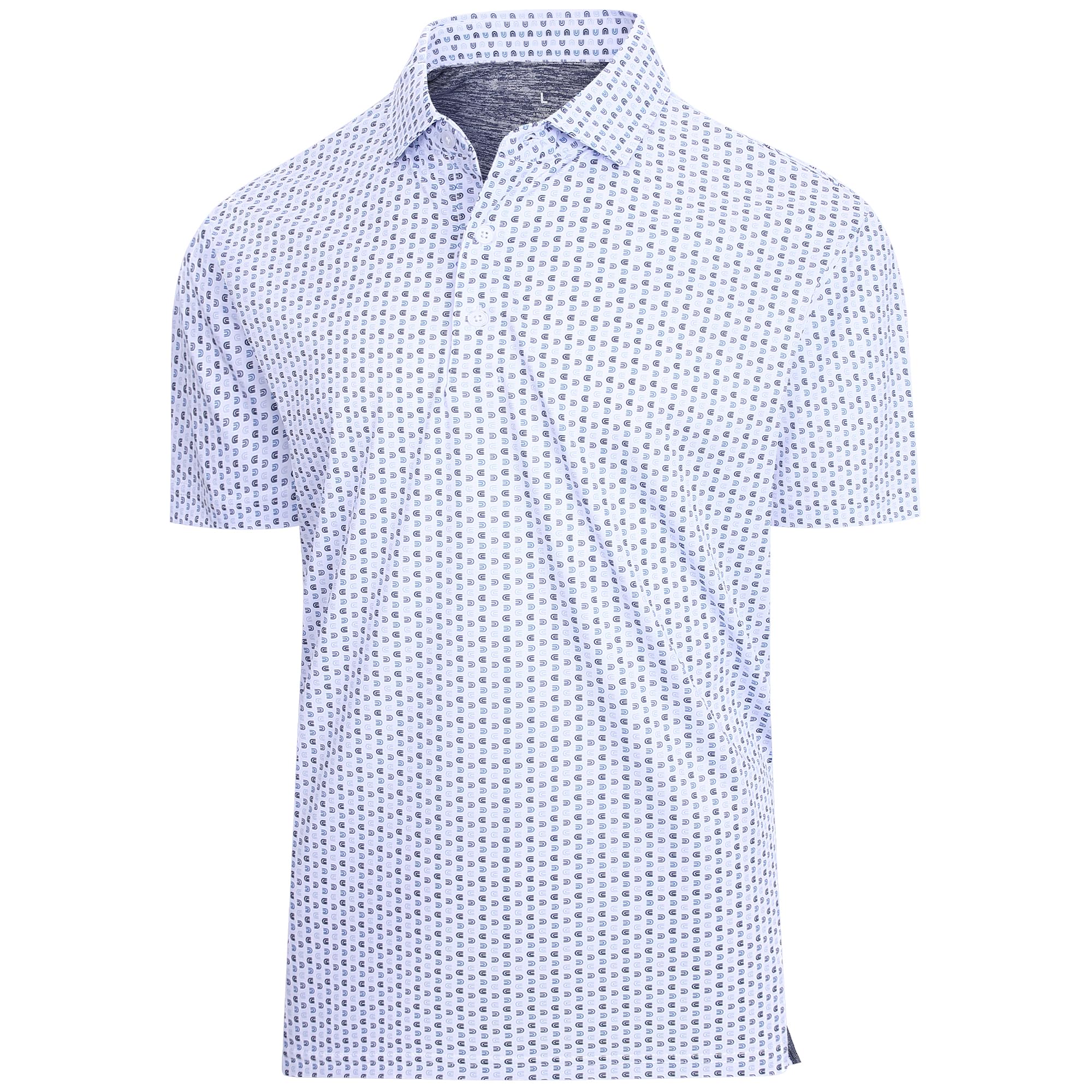 Esabel.C Mens Golf Shirts Print Moisture Wicking Short Sleeve Performance Dry Fit Stretch Active Polo Shirts for Men,WhiteU,L