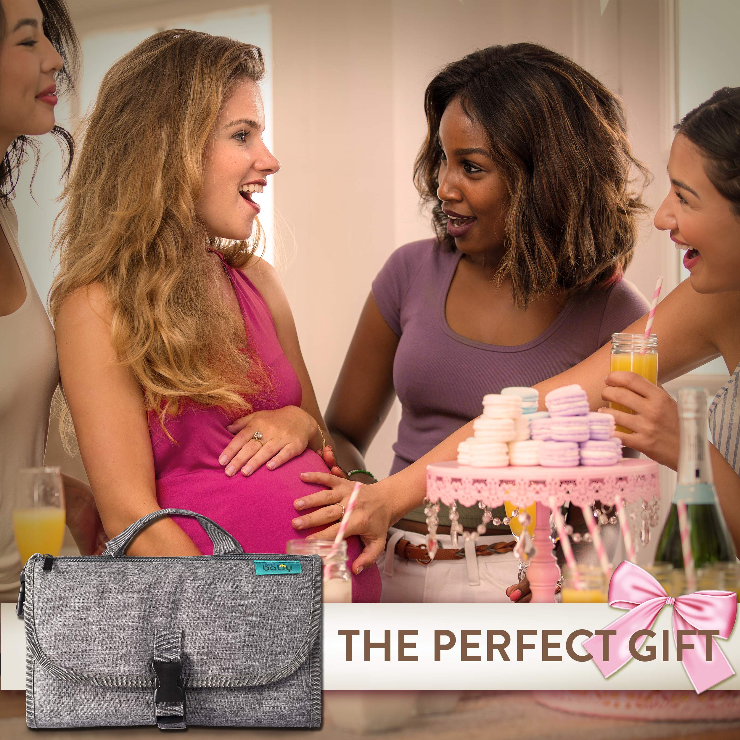 Kopi Baby Portable Diaper Changing Pad - Baby Diaper Changer Travel Bag with Wipes Pocket, Smart Design Portable Changing Mat, Infant Travel Station Kit, Gift for Newborn Girl & Boy - Grey, Classic