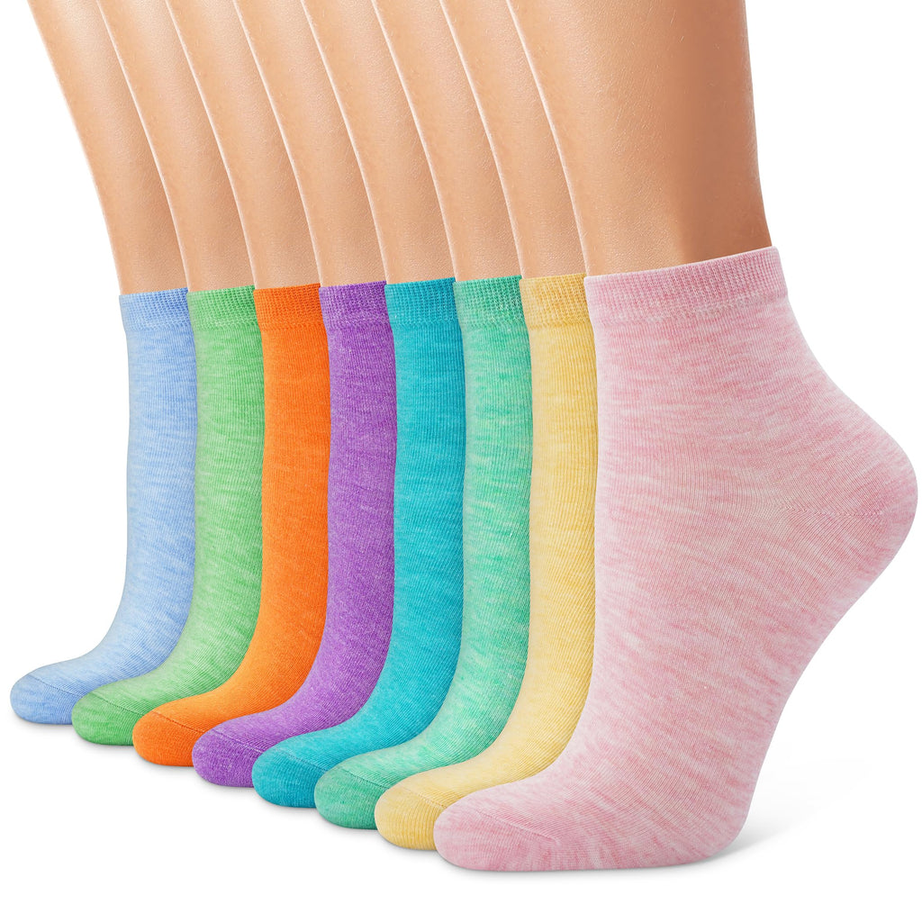 CHARMKING 8 Pairs Ankle Socks for Women Low Cut Cotton Socks Soft Moisture-wicking Casual Socks Non Slip Breathable (Multicolor)