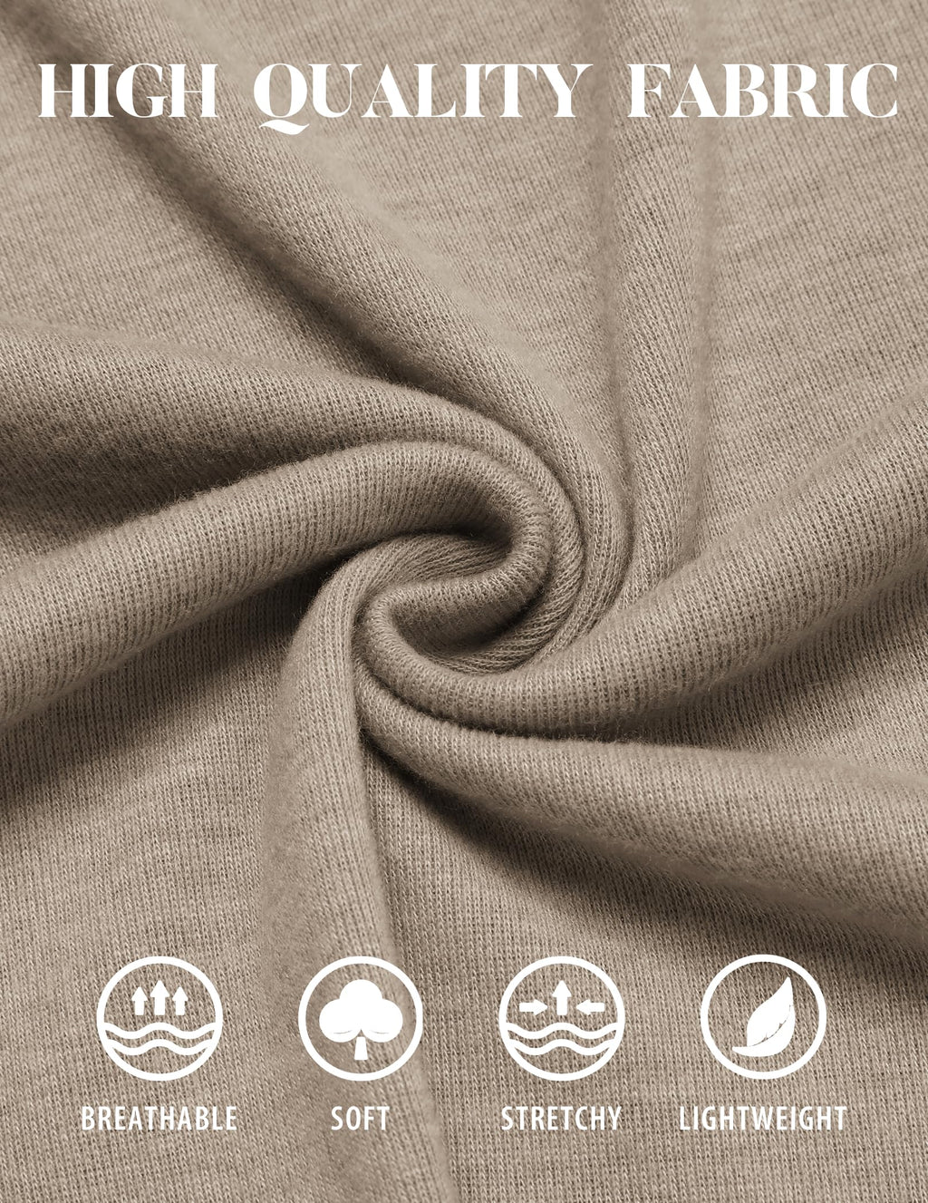 COOFANDY Mens Long Sleeve Polo Shirts Basic Casual Button T-Shirt Lightweight Pullover Shirts Khaki