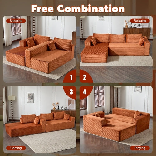 Compression Sectional Couch With Comfy Chaise, Boneless L Shape Sofa