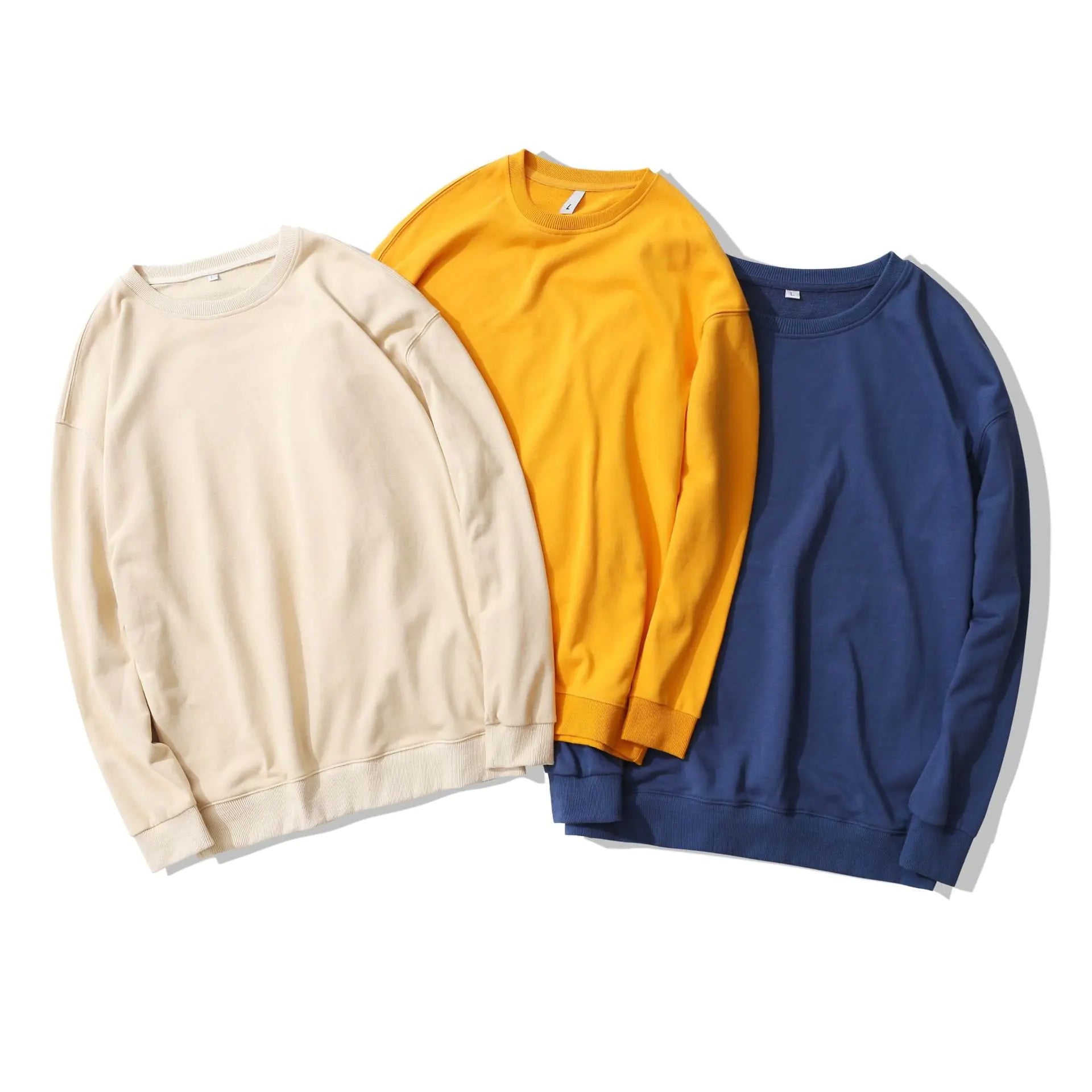 Men's Long-Sleeved Loose Solid Color Terry Sweater