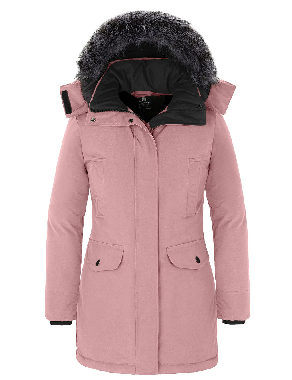 wantdo Womens Long Winter Coats Insulated Puffer Jackets Heavy Parka (Pink XL)