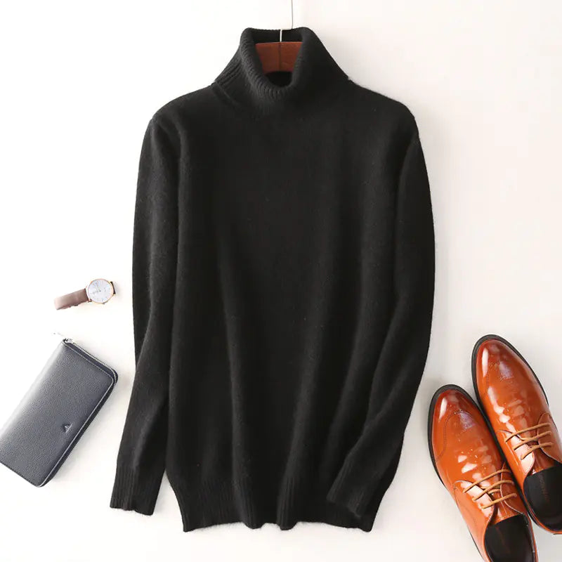 High Neck Cashmere Sweater for Men - Autumn/Winter