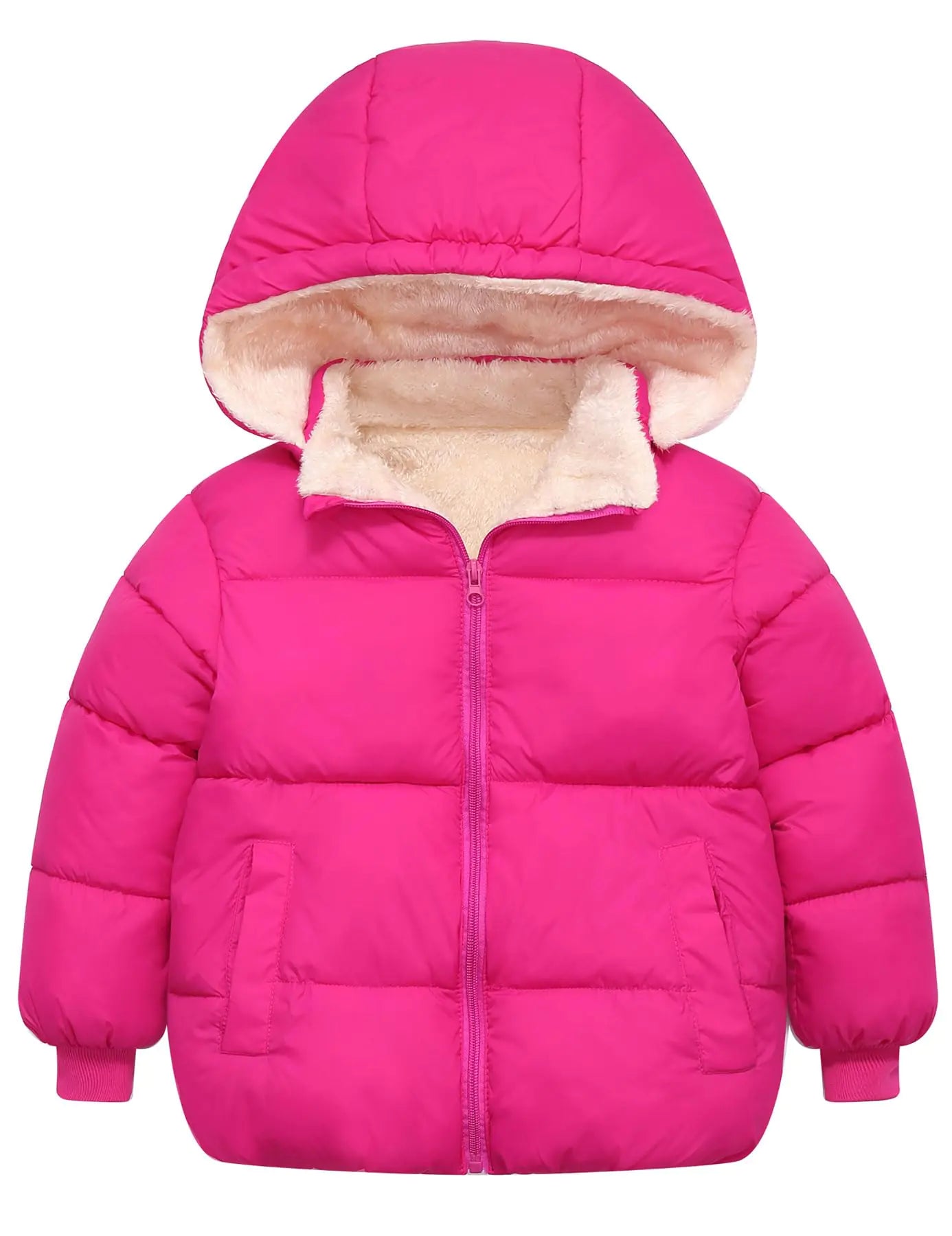 Kids' 4-5T Rose Red Fleece-Lined Down Jacket