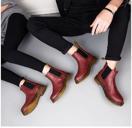 Autumn Style Thick-Heeled Cowhide Martin Boots for Men/Women