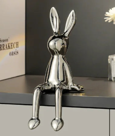 Electroplated Rabbit Figurine for Home Decor (Single)