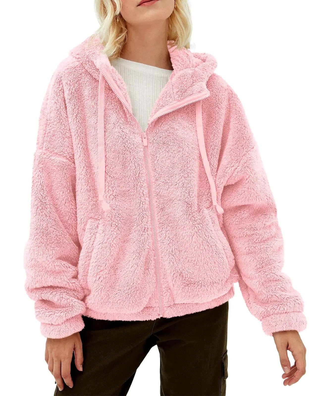 GAMISOTE Womens Fuzzy Sherpa Fleece Jacket Zip Up Oversized Winter Warm Sweatshirt Hoodies 2024