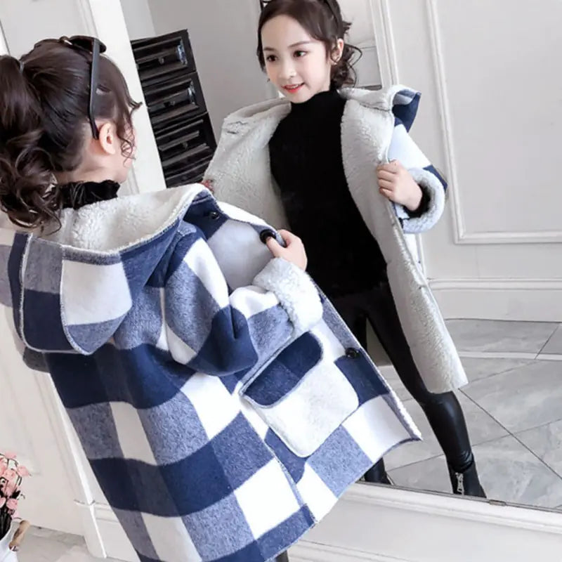 Thick Woolen Overcoat for Girls' Winter Clothing