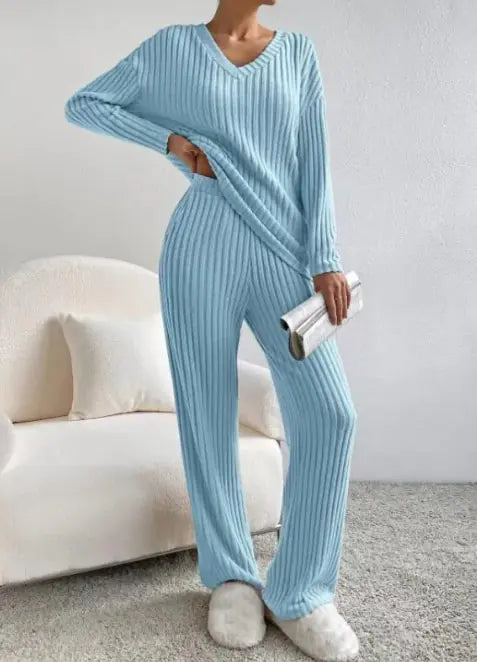 Autumn Ribbed Knit Loungewear Set
